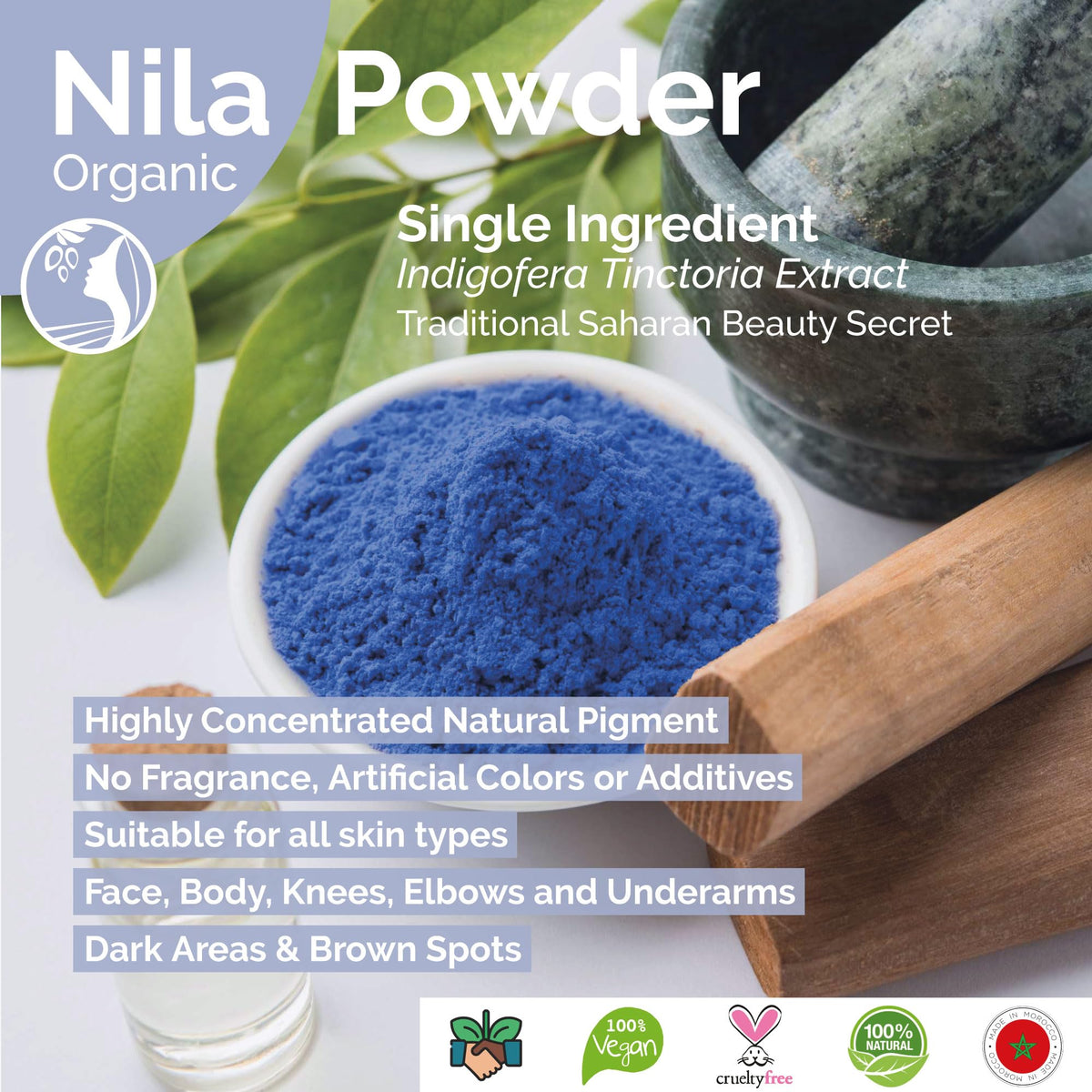 Fatima's Garden Nila powder being mixed in a bowl for a face mask, enables customized skincare