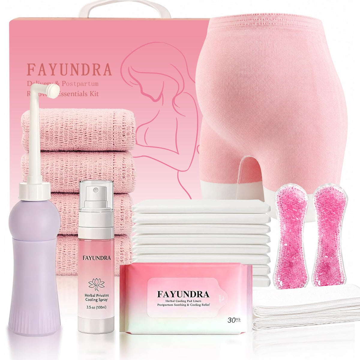 FAYUNDRA front packaging with all postpartum items visible for quick selection