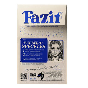 Fazit close-up of blue speckles texture highlighting sparkle finish