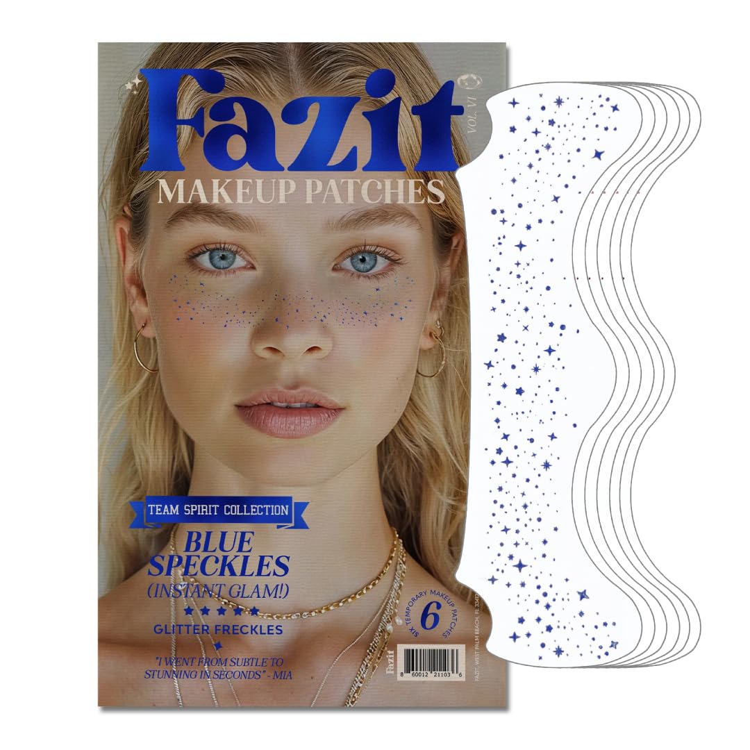 Fazit front packaging showing six glitter freckle patches and benefits