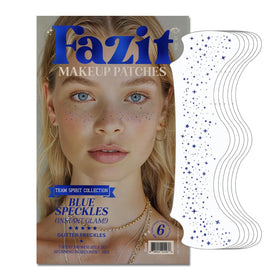 Fazit front packaging showing six glitter freckle patches and benefits
