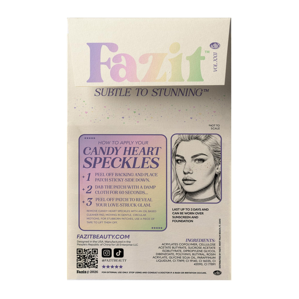 Close-up of Fazit candy heart texture highlighting glitter finish and precise edges for smooth wear