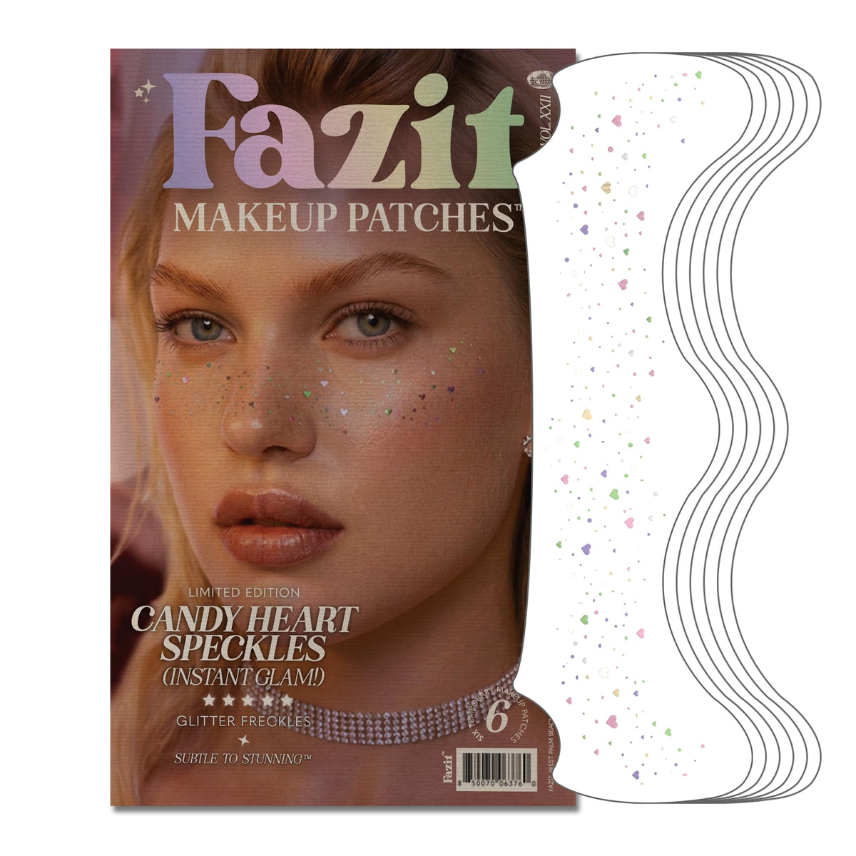 Fazit candy heart speckles front packaging showing colorful hearts and product name, easy selection benefit