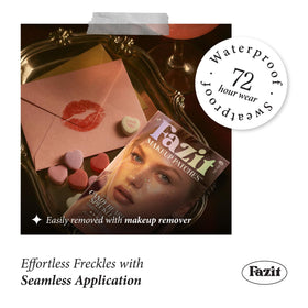 Hand holding Fazit candy heart speckles near a ruler showing compact size and travel-friendly convenience