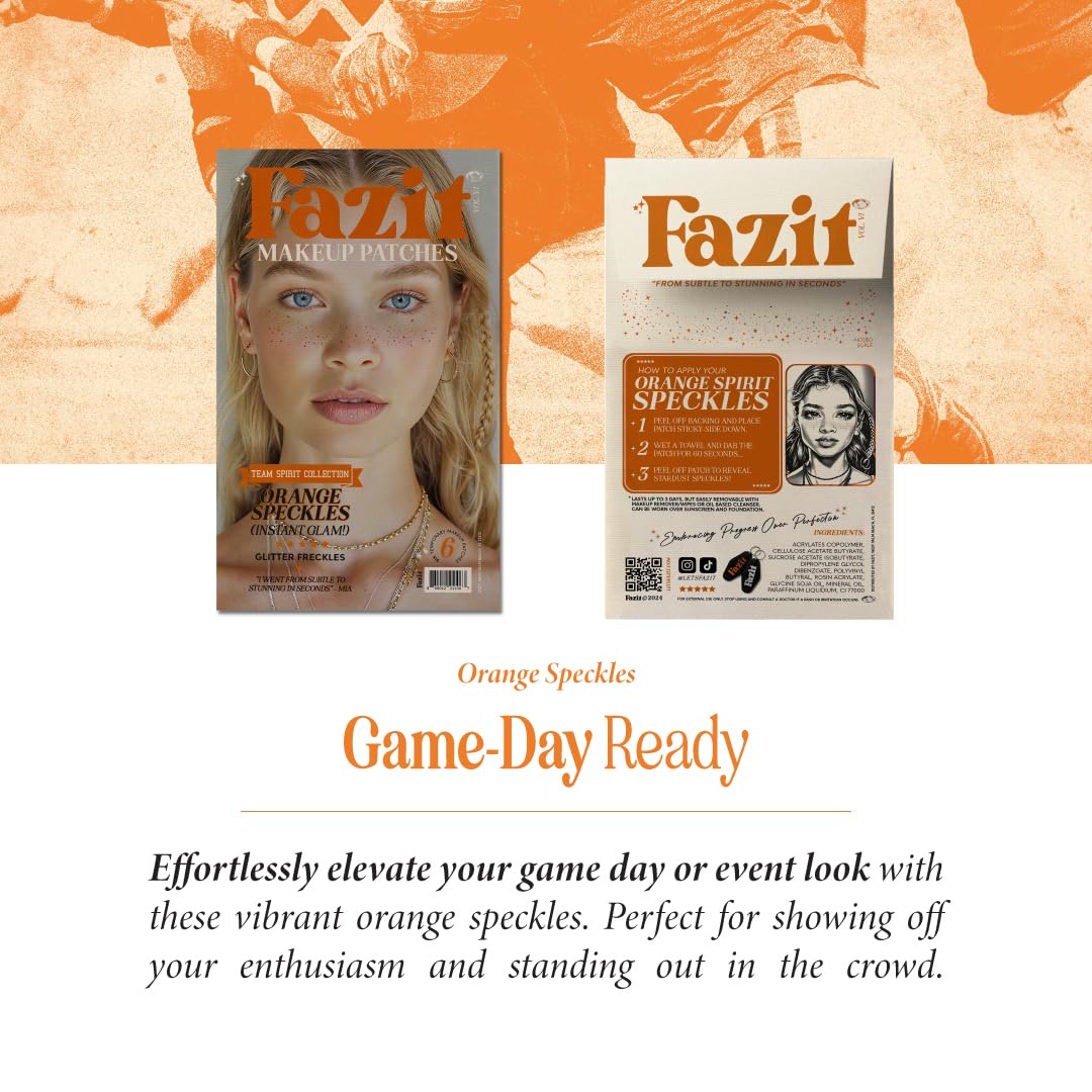 Fazit festival setting with model wearing orange speckles for bold party look
