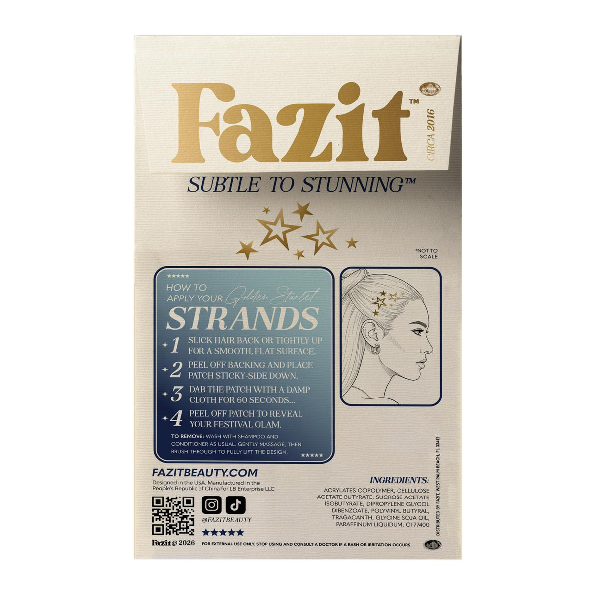 Fazit close-up texture of gold speckles showcasing secure adhesive and shimmer