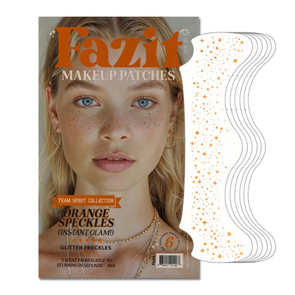 Fazit front packaging showing six glitter freckle patches and product benefits