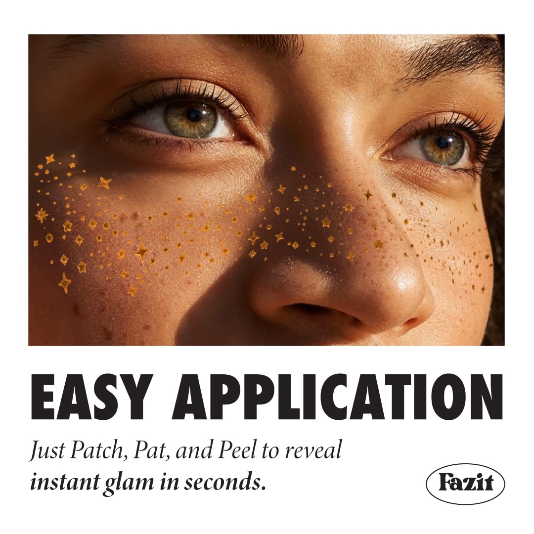 Fazit patches applied on cheek demonstrating instant glam and natural blend