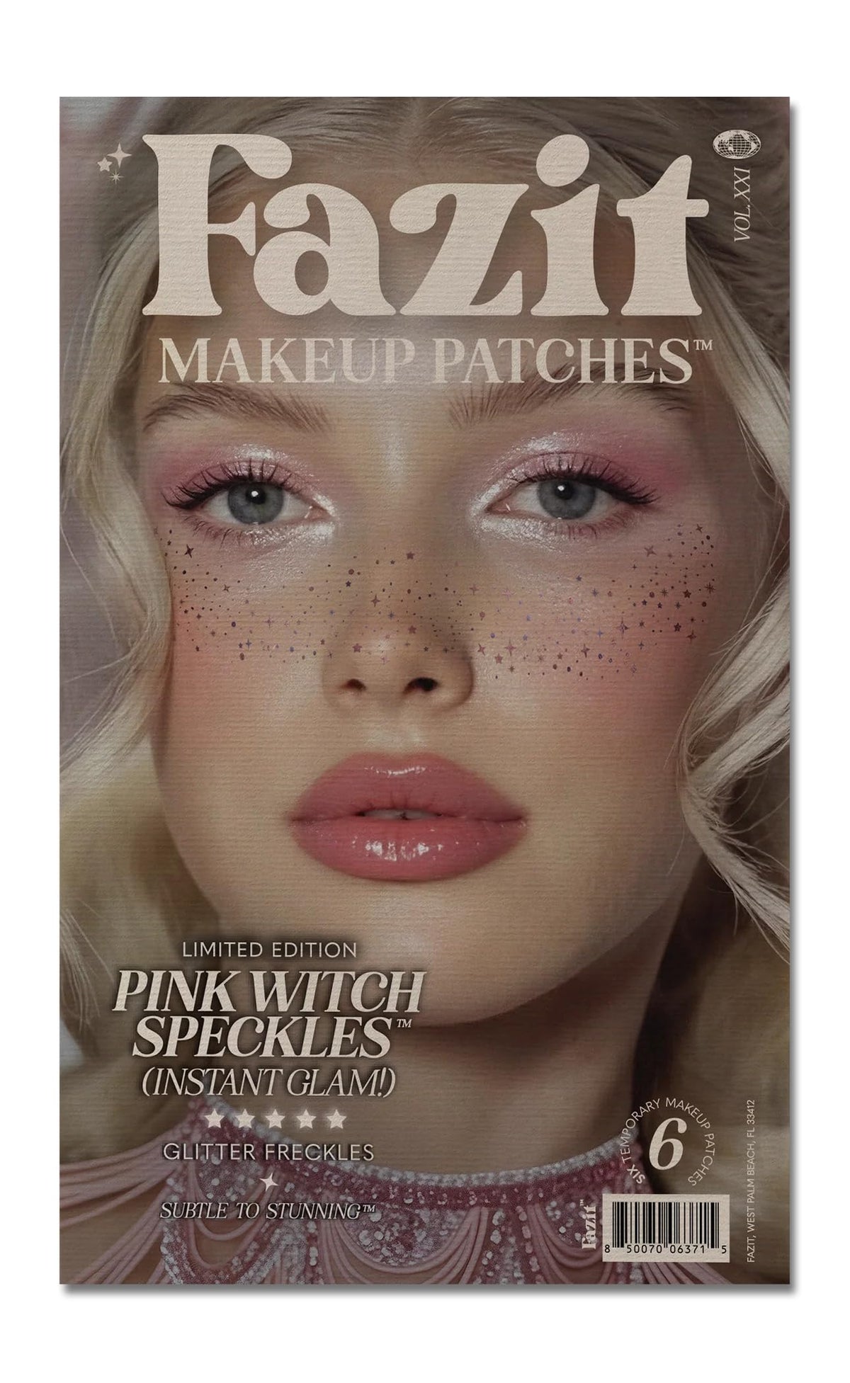 Fazit front packaging showing pink witch speckles and easy application benefit