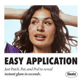 Fazit patch being applied to cheek showing quick press-on application benefit