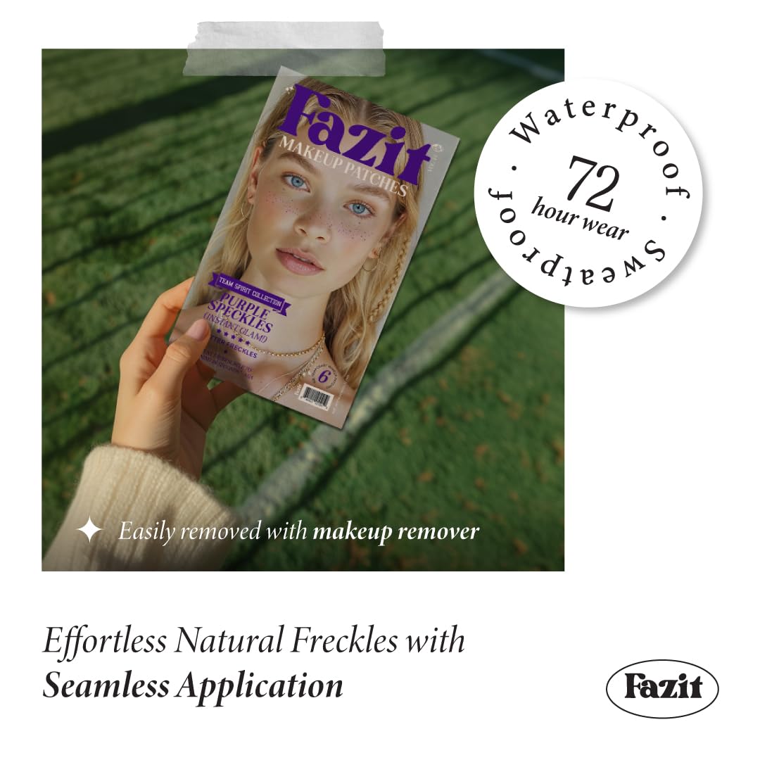 Fazit patches on collarbone in party setting demonstrating waterproof long-lasting shine