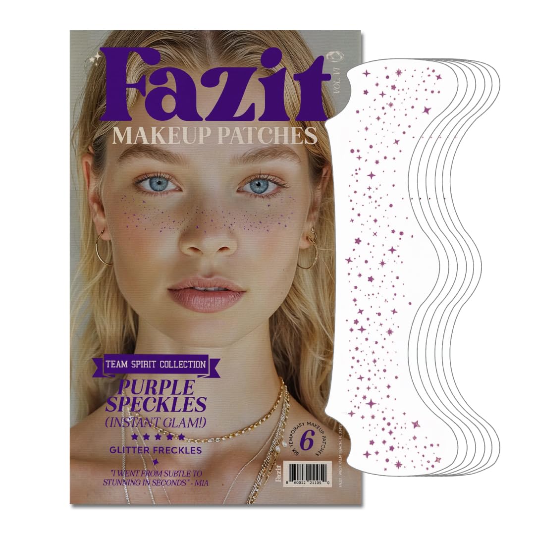 Fazit front packaging showing six glitter freckle patches and festival-ready design