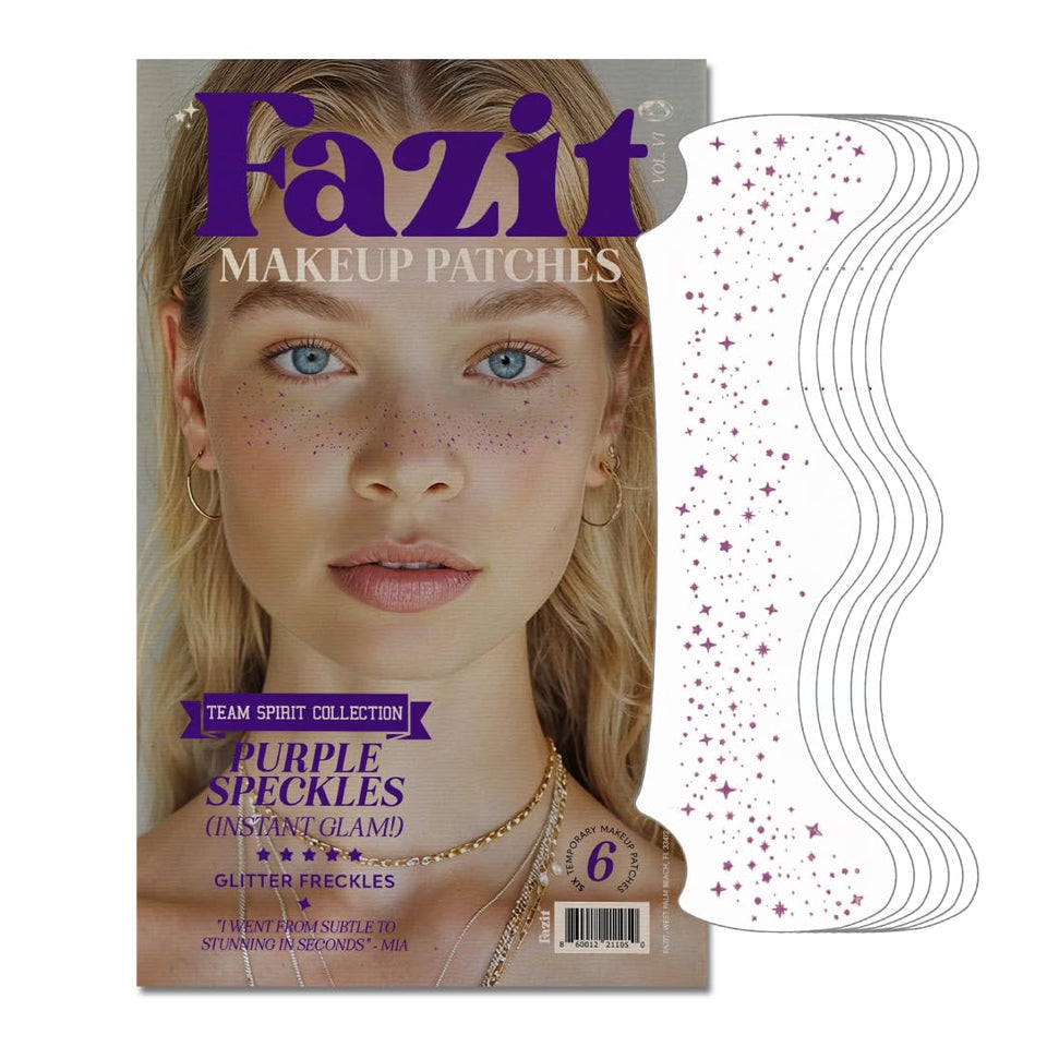 Fazit front packaging showing six glitter freckle patches and festival-ready design