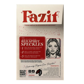 Fazit close-up of red-gold speckle texture highlighting pigment concentration and even adhesion benefit