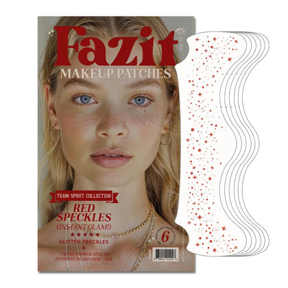 Fazit front packaging showing six glitter freckle patches and clear instructions benefit quick application