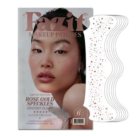 Fazit front packaging showing six rose gold speckle patches and benefits