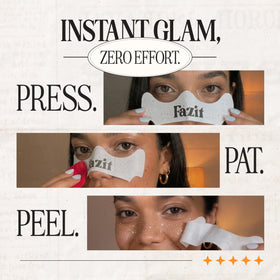 Fazit patches visible on nose and cheeks offering instant faux freckles and photogenic shimmer