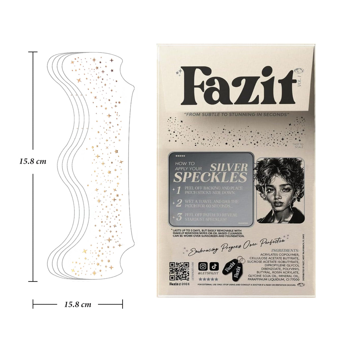 Close-up of Fazit silver-gold speckle texture highlighting fine glitter detail and blendability