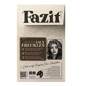 Fazit close-up texture of glitter and matte freckle dots, shows product detail benefit