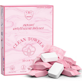 FCaeon front packaging showing individually wrapped compressed towels and features