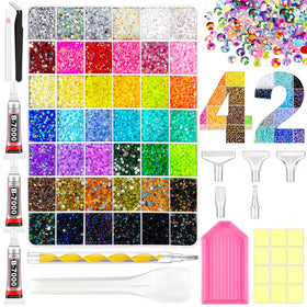 Fcoget front packaging showing complete rhinestone kit and tools for easy crafting