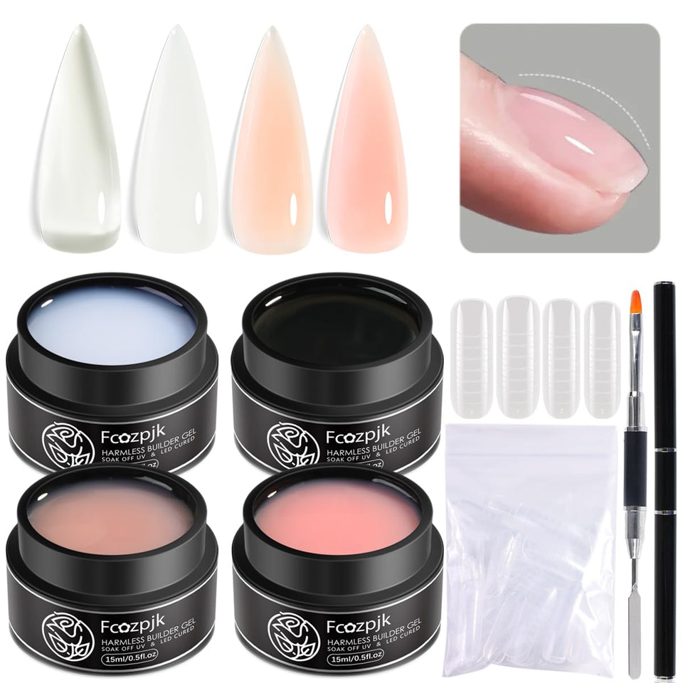 Fcozpjk kit front packaging showing four 15ml builder gel bottles for versatile builds