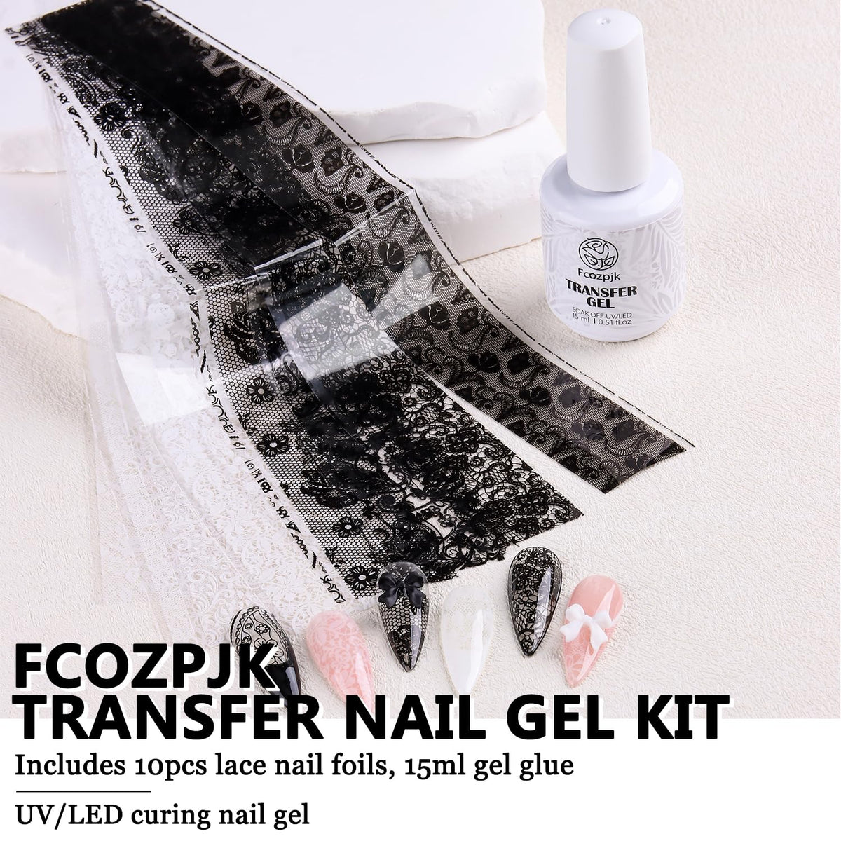 Fcozpjk brush applying clear transfer gel to nail, easy controlled application benefit