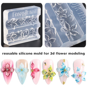 Fcozpjk finished 3D nail sculptures displayed to show dimensional flower results