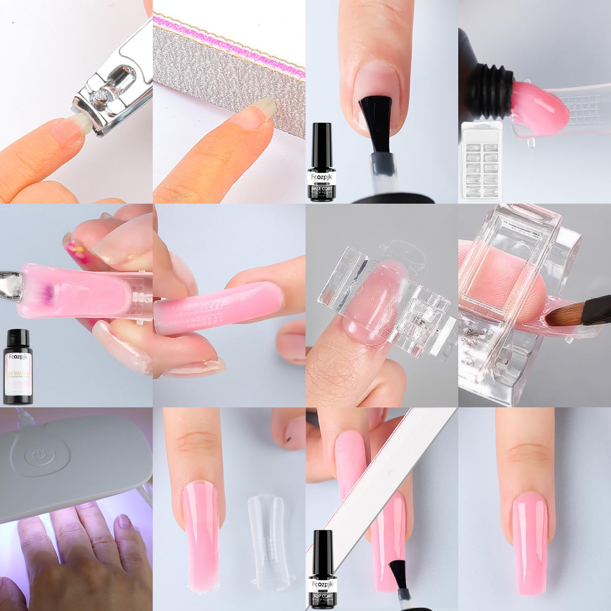 Fcozpjk finished nails in lifestyle scene showing glossy, salon-style results