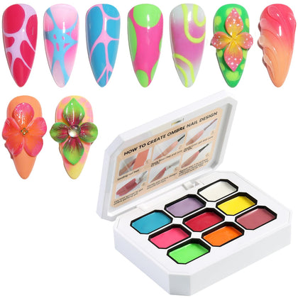 Fcozpjk front packaging showing nine neon gel pots for easy color choice