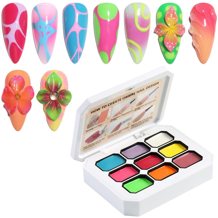 Fcozpjk front packaging showing nine neon gel pots for easy color choice
