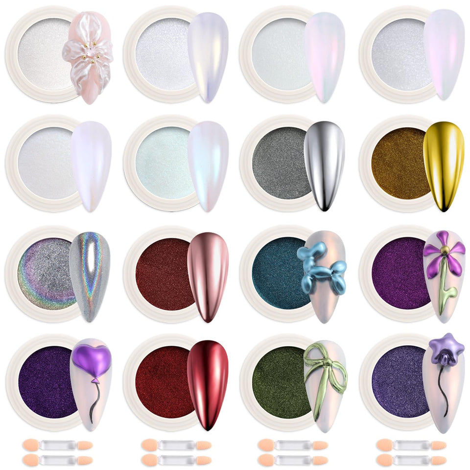 Fcozpjk front packaging showing 16 chrome powders for full-color variety
