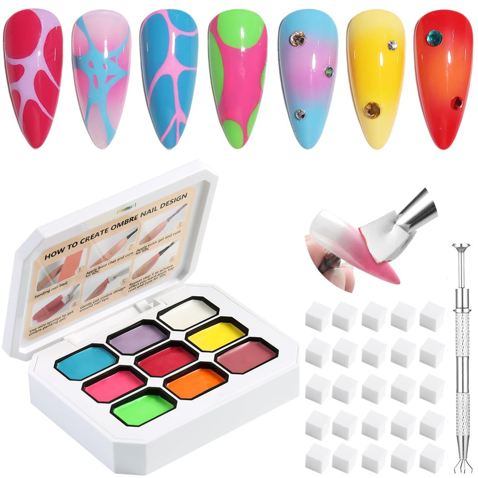 Fcozpjk front packaging showing complete ombre gel kit and contents for easy starts