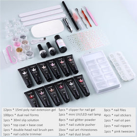 Fcozpjk color swatches of 12 poly gels illustrating shade variety for creative looks