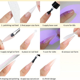 Fcozpjk lifestyle manicure in progress with brush pen creating a natural nail extension