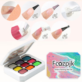Fcozpjk applied on nails creating neon ombre, showcasing blendable results