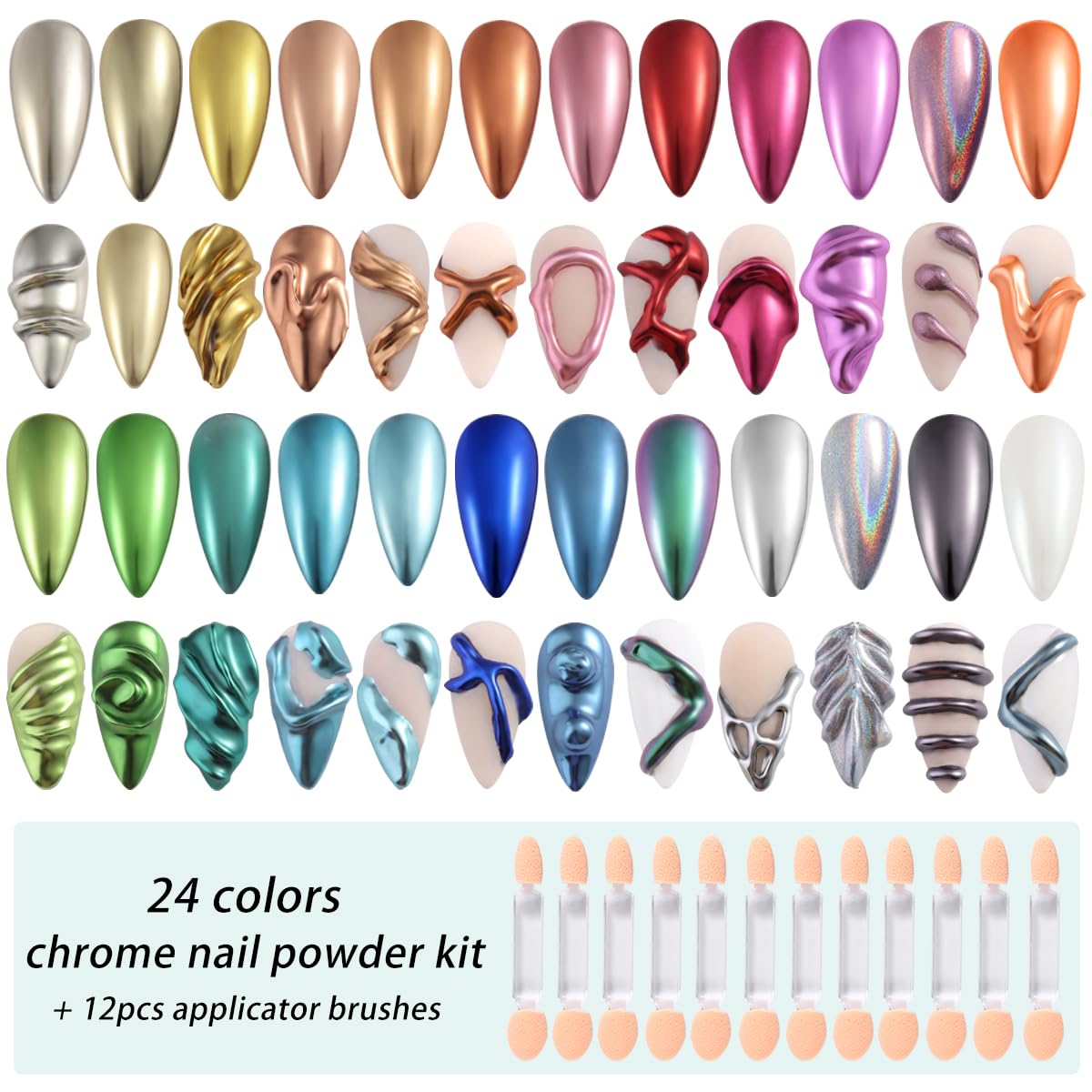 Fcozpjk neatly lined powder jars displaying full color range for creative effects