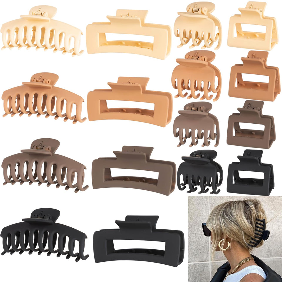 FDBJulyy front packaging showing 16-piece matte claw clip set for styling convenience