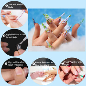 FEBSNOW finished coffin ballerina nails, salon-quality final look