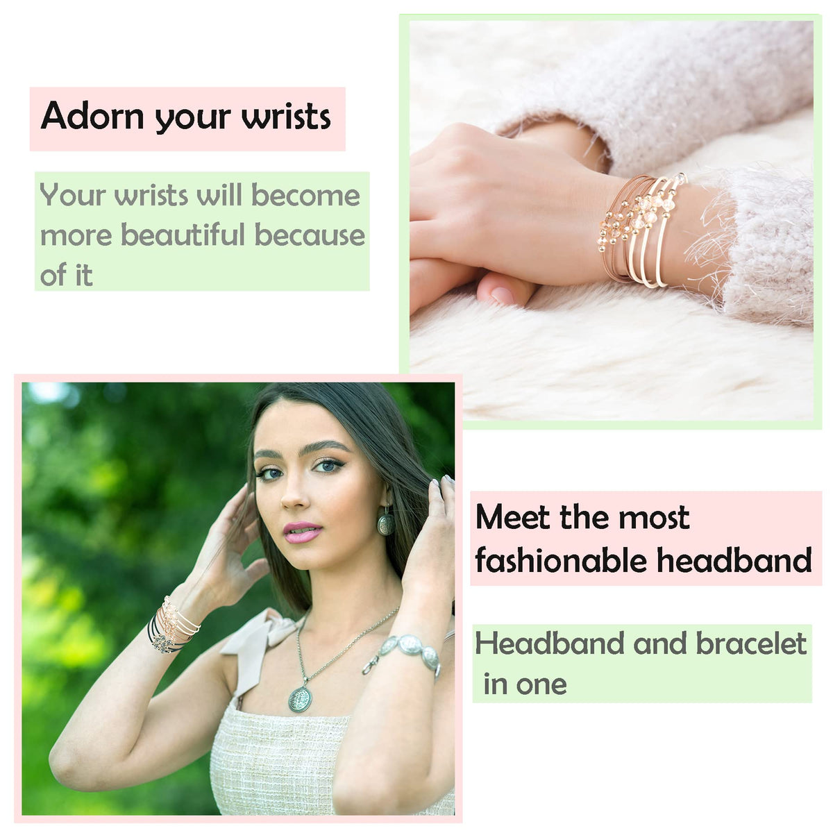 FECASIMY bead detail highlighting imitation crystal accent for subtle wrist sparkle