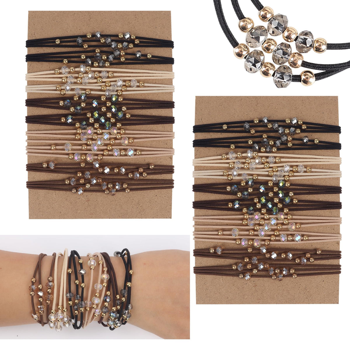 FECASIMY front view of brown hair ties showing full pack and colors for quick selection