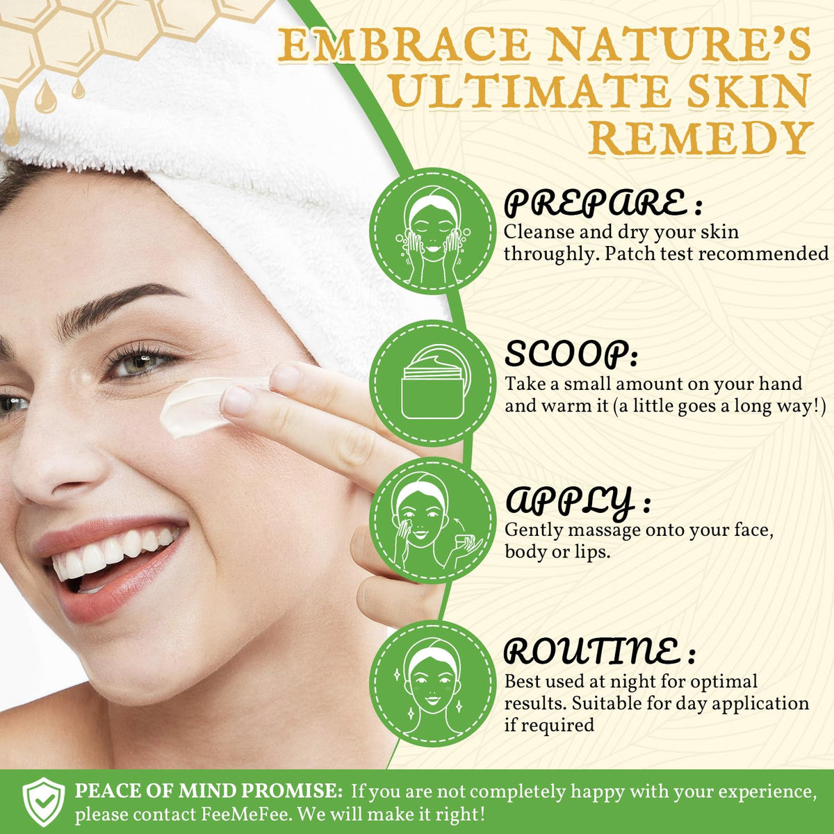 FeeMeFee applying balm on hand demonstrating smooth spread and immediate hydration
