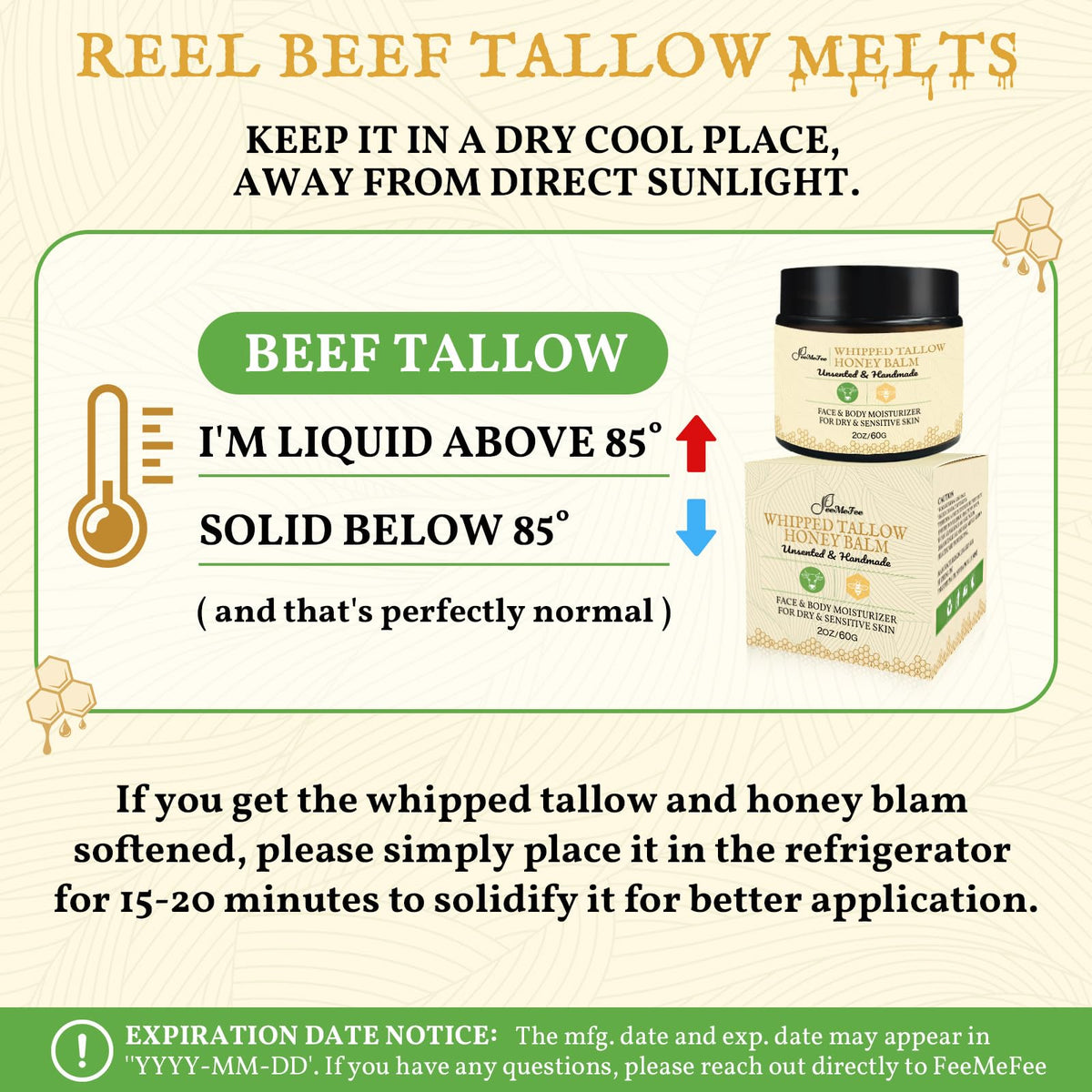 FeeMeFee label close-up showing full ingredient list and organic sourcing
