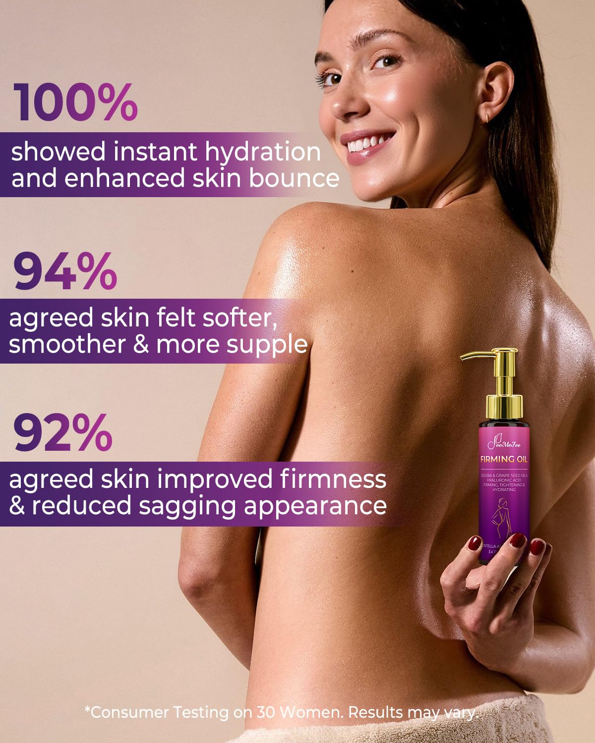 FeeMeFee texture drop on skin demonstrating fast absorption and silky finish