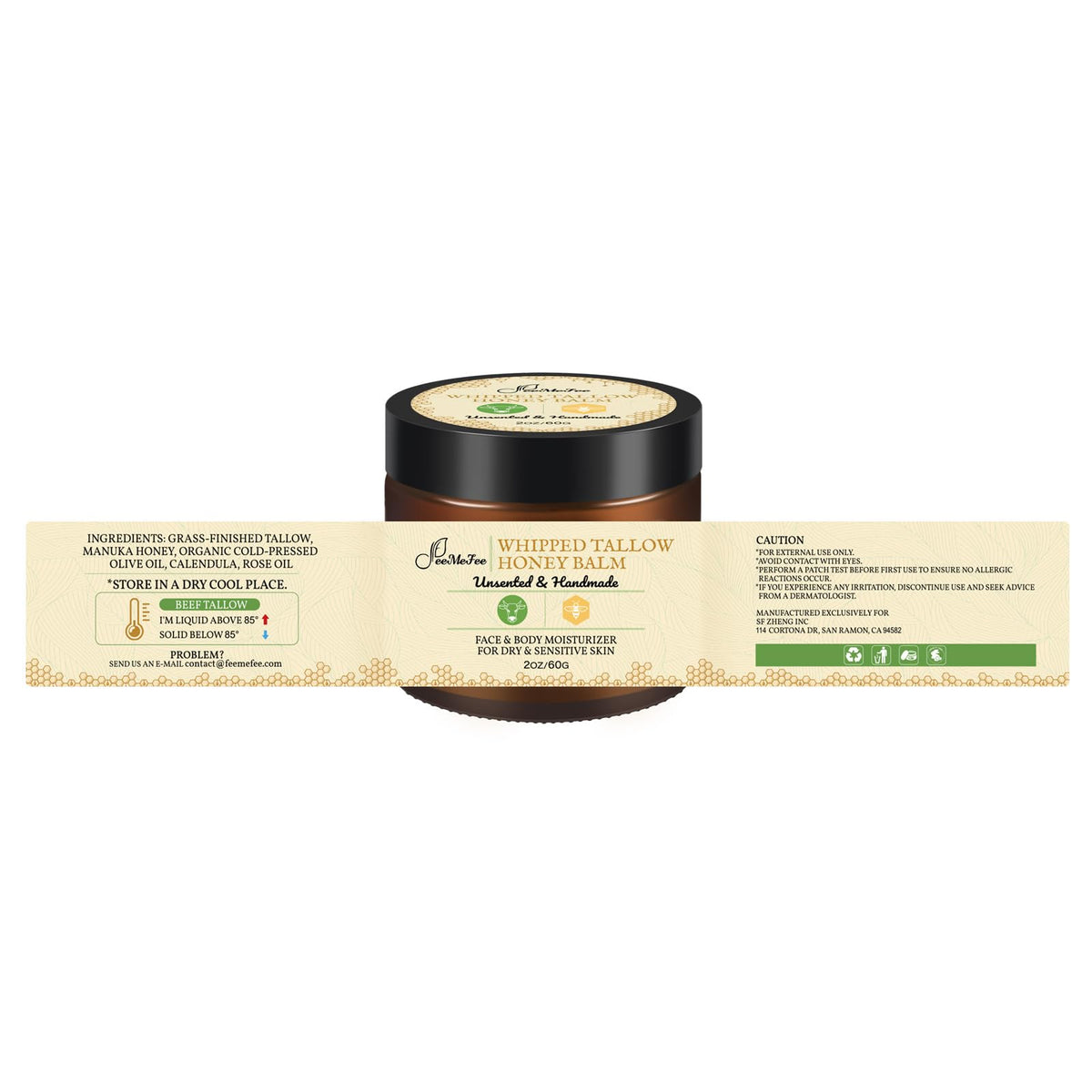 FeeMeFee 2oz jar in travel pouch illustrating portability and on-the-go hydration