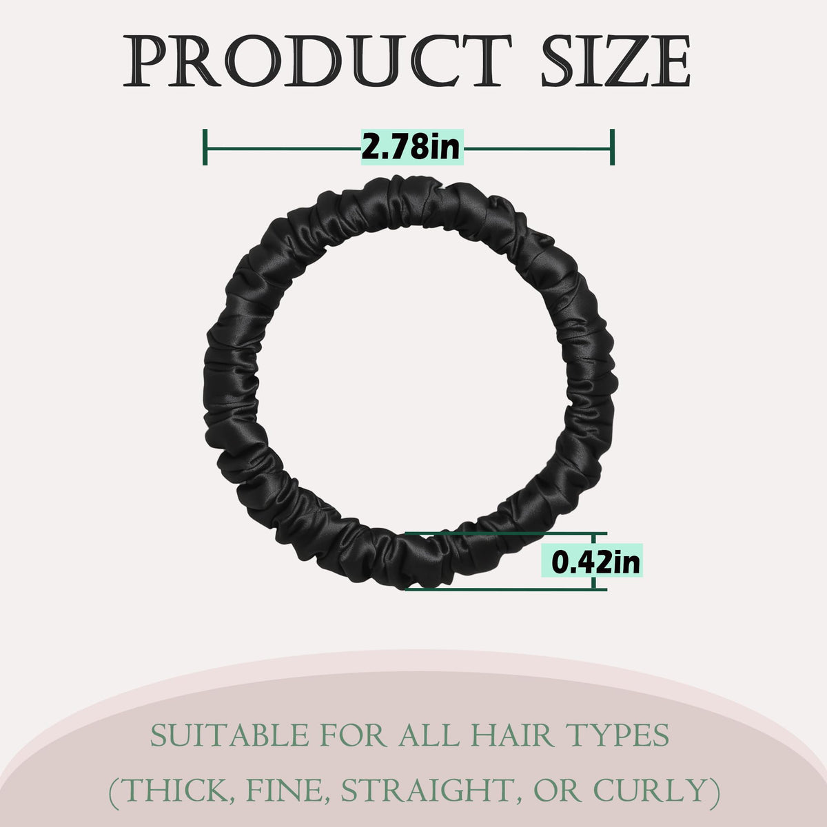 Feivea silk scrunchie beside nightstand highlighting gentle overnight protection