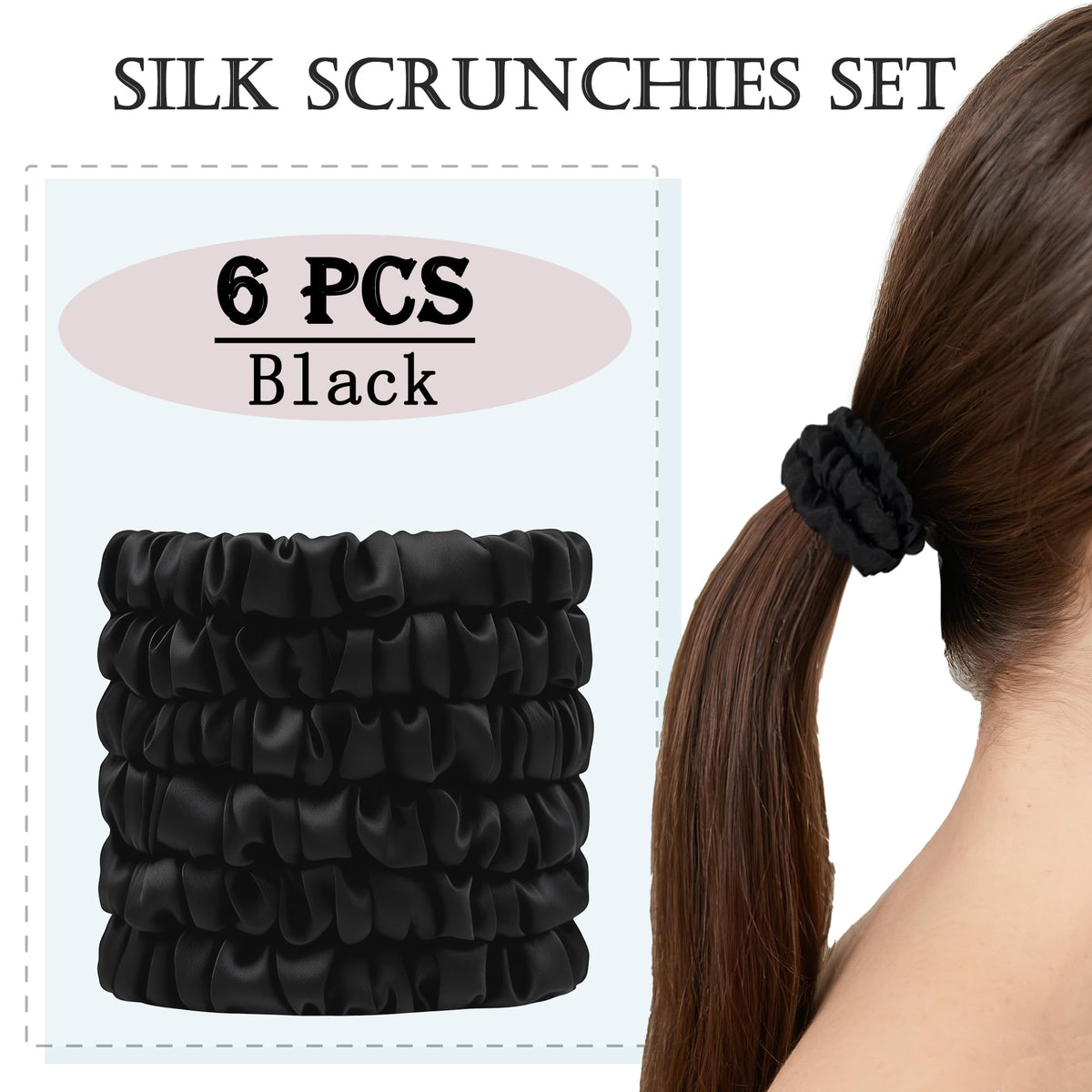 Feivea scrunchie held in hand for size scale and comfortable fit
