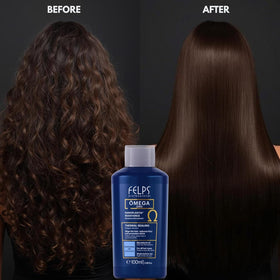 Felps Professional macadamia oil close-up highlighting nourishing shine and softness benefits