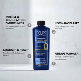 Felps Omega bottle beside a ruler to show 1L capacity and professional scale