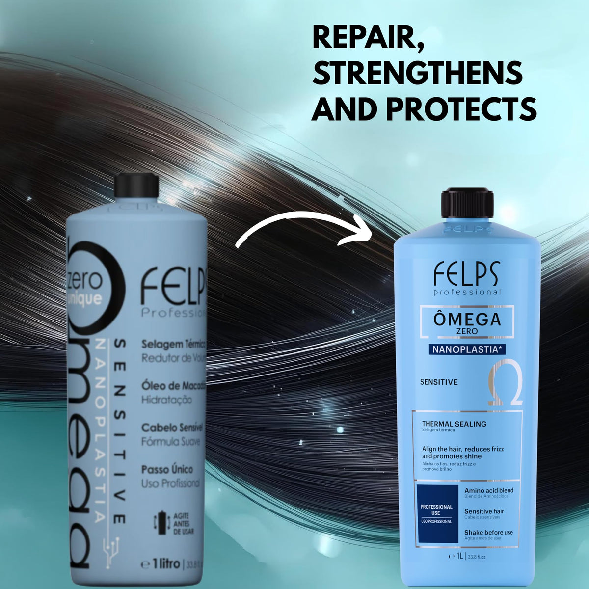 Felps Professional label close-up highlighting aloe vera and chamomile for soothing benefits
